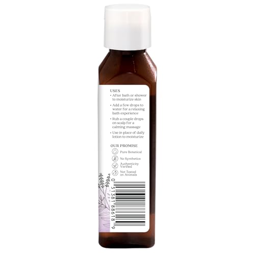 Aura Cacia Relaxing Lavender Body Oil for Stress Relief, Spa-Quality Massage, Nighttime Relaxation, 4 Fl. Oz.