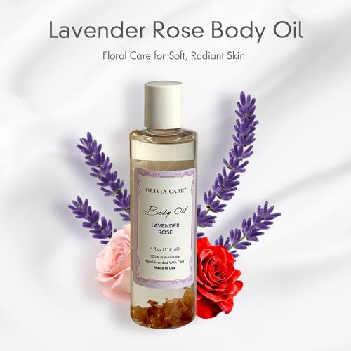 Olivia Care Lavender Rose Body Oil for Women | Hydrating After Bath Oil Infused with Vitamin E, K & Omega Fatty Acids -