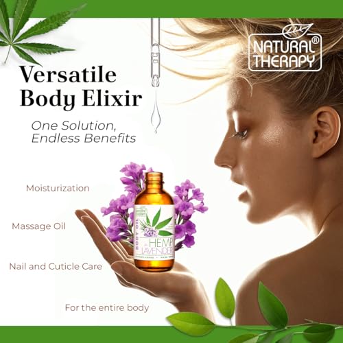 Natural Therapy Hemp & Lavender Moisturizing Body Oil - Hydrate & Soften Skin - Increase Skin Elasticity and Provide Ant