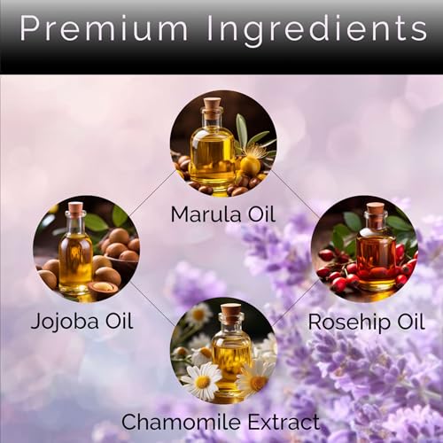 100% Pure Natural Lavender Bath Oil for Men and Women, 4oz, Made in USA
| Chamomile Extract and Marula Bath Oil Gift fo