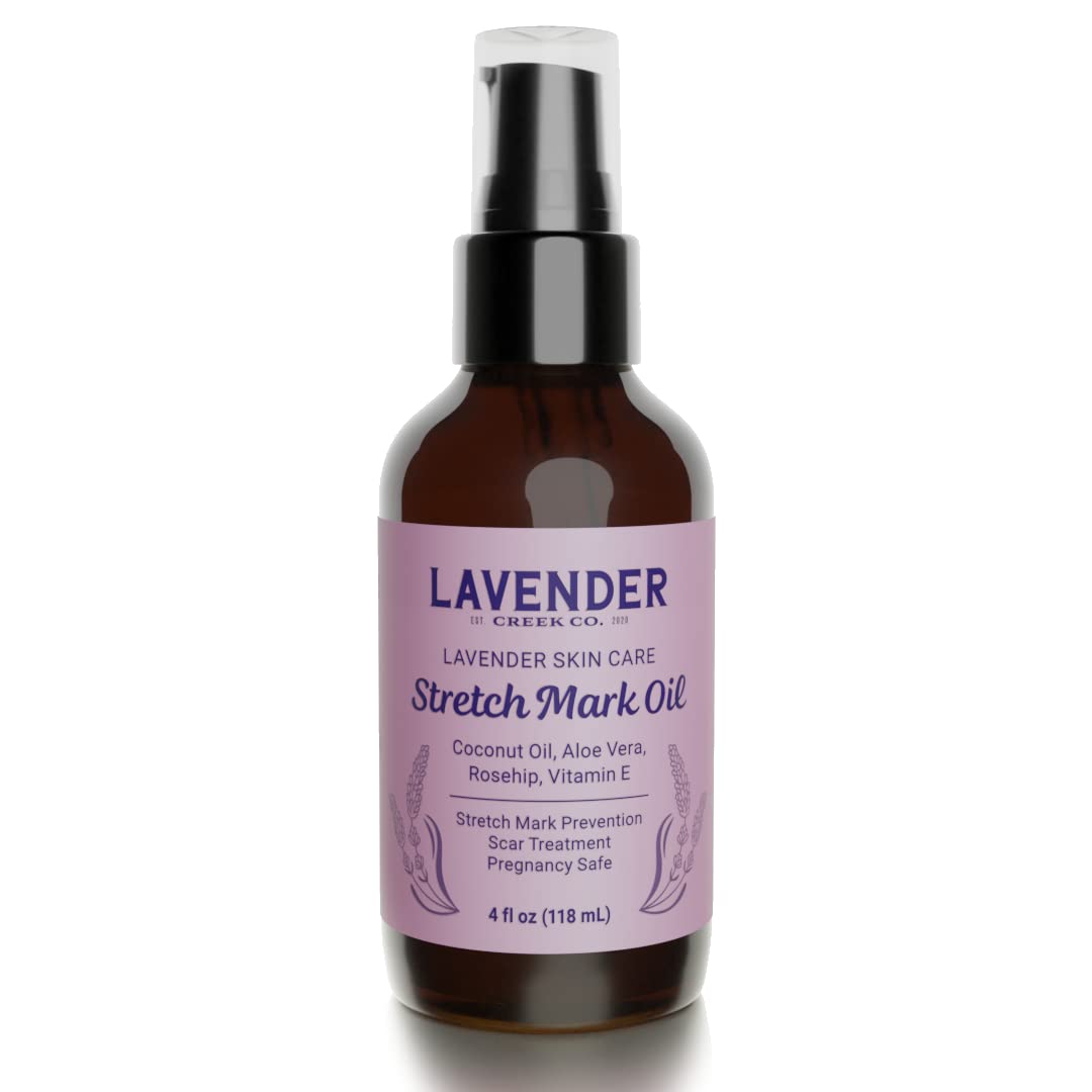 Natural Lavender Body Oil for Stretch Marks and Scars - Vitamin E and Rosehip Oil Skincare for Women with Dry Skin | 4oz