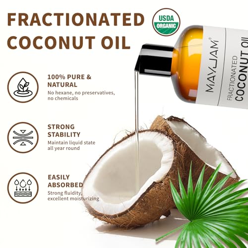 100% Natural USDA Certified Pure Fractionated Coconut Oil Liquid for Face Skin & Hair Moisturizer
| Cold Pressed Organi