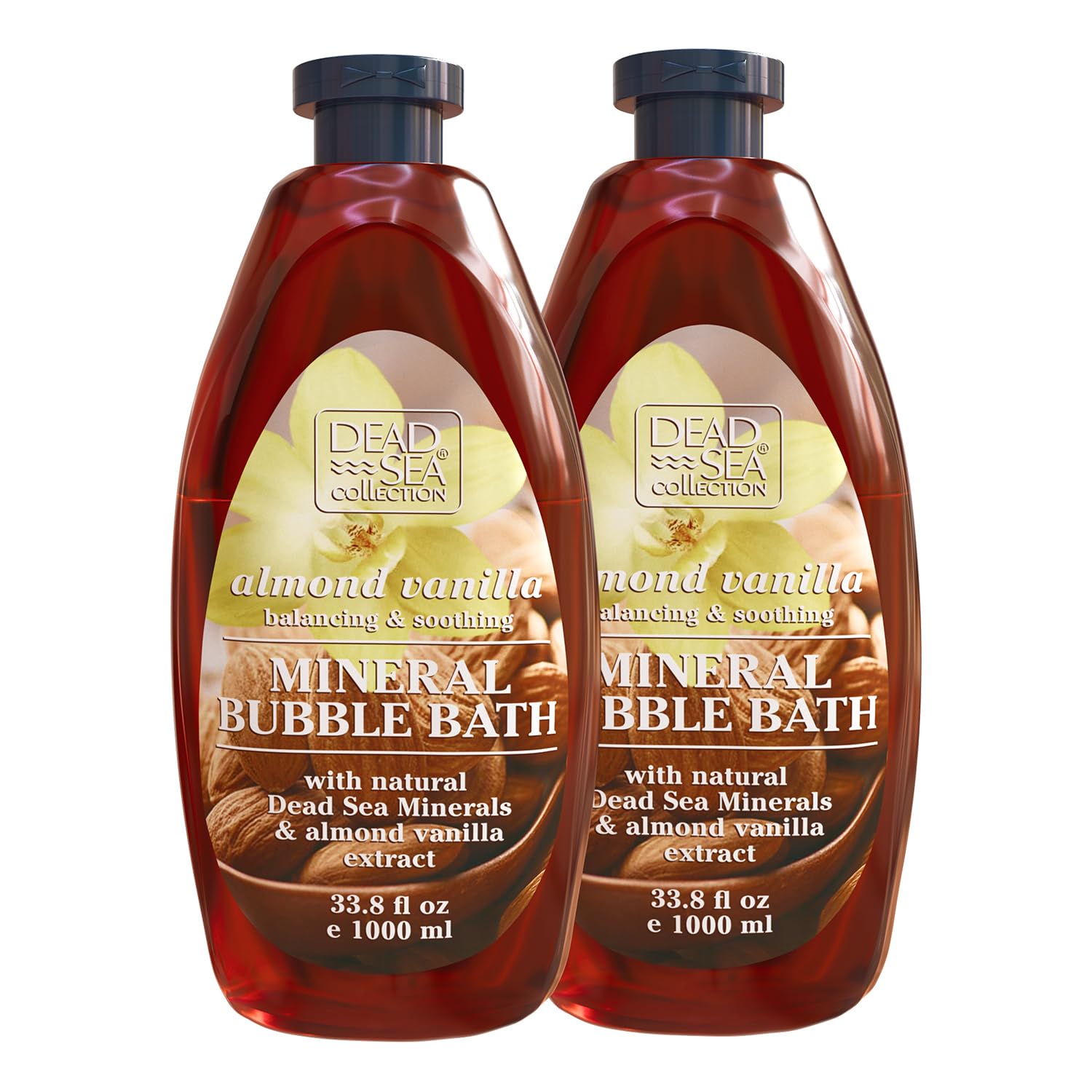 Dead Sea Collection Sweet Almond Vanilla Bubble Bath - Nourishing and Moisturizing Skin - Women and Men - Pack of 2 (67.