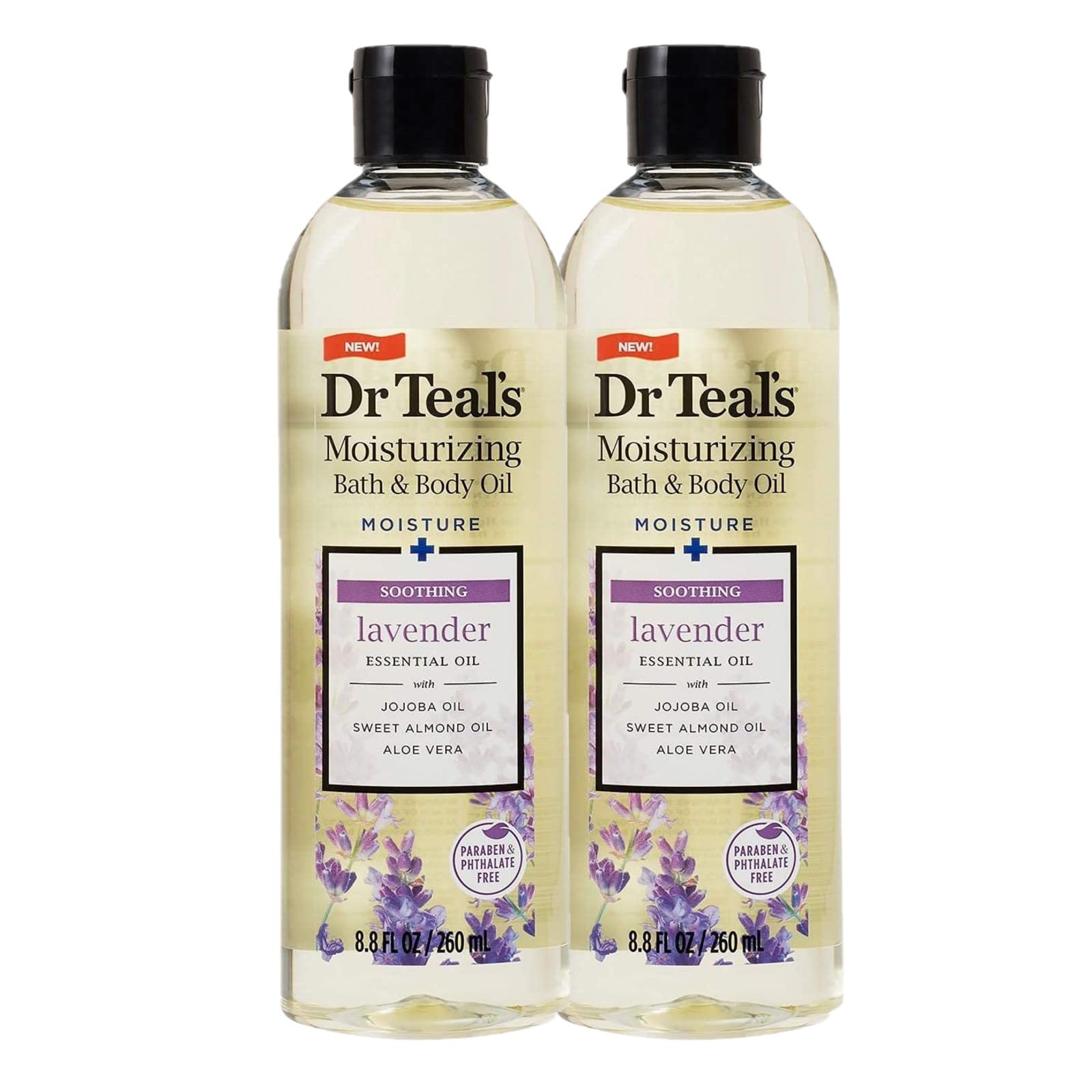 Dr. Teals Soothing Lavender Bath Oil Gift Set - Aloe Vera, Almond Oil, & Jojoba Moisturize Skin - Lightweight Formula Pr