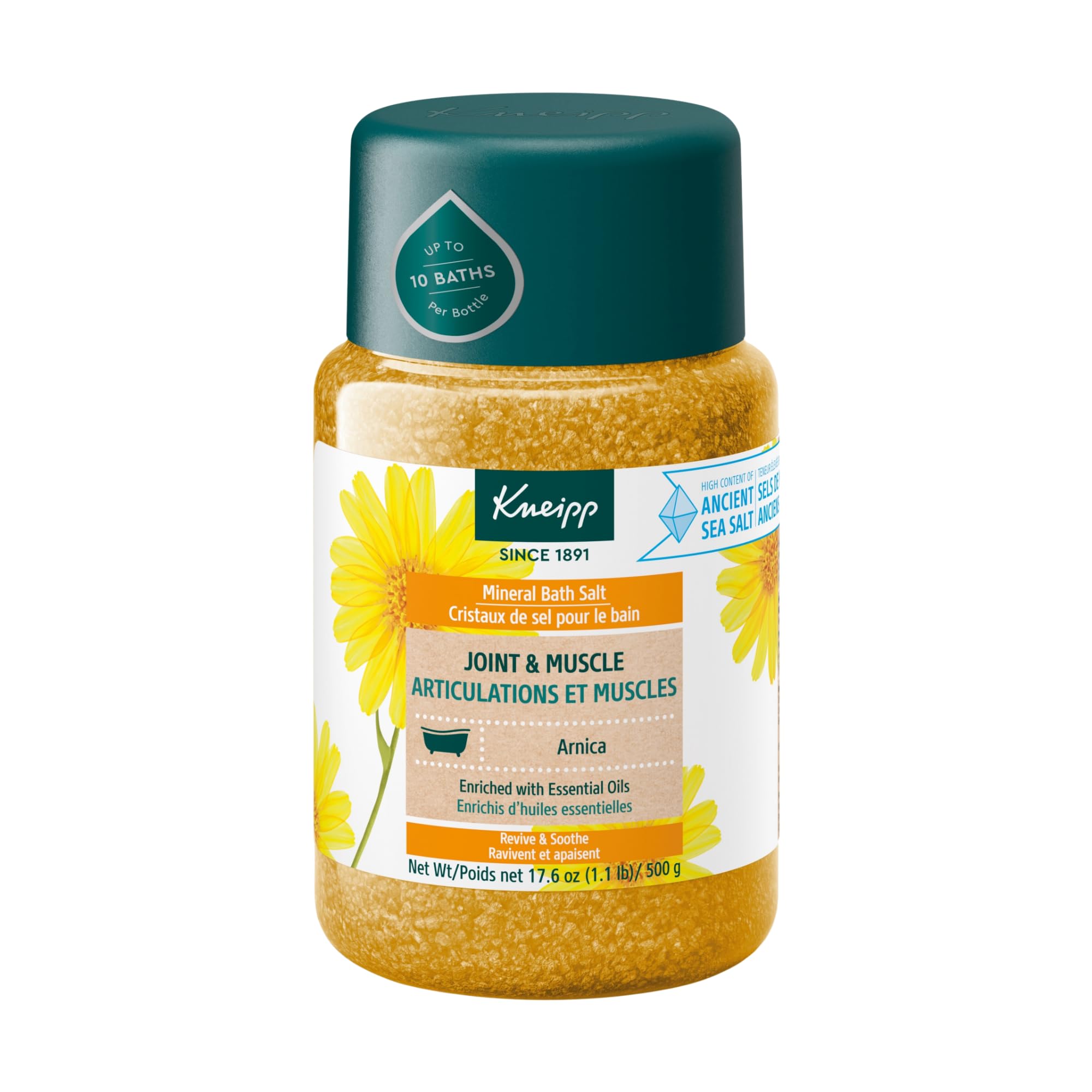 Kneipp Joint & Muscle Mineral Bath Salt with Arnica - Rejuvenate Joints & Muscles - 17.6 oz