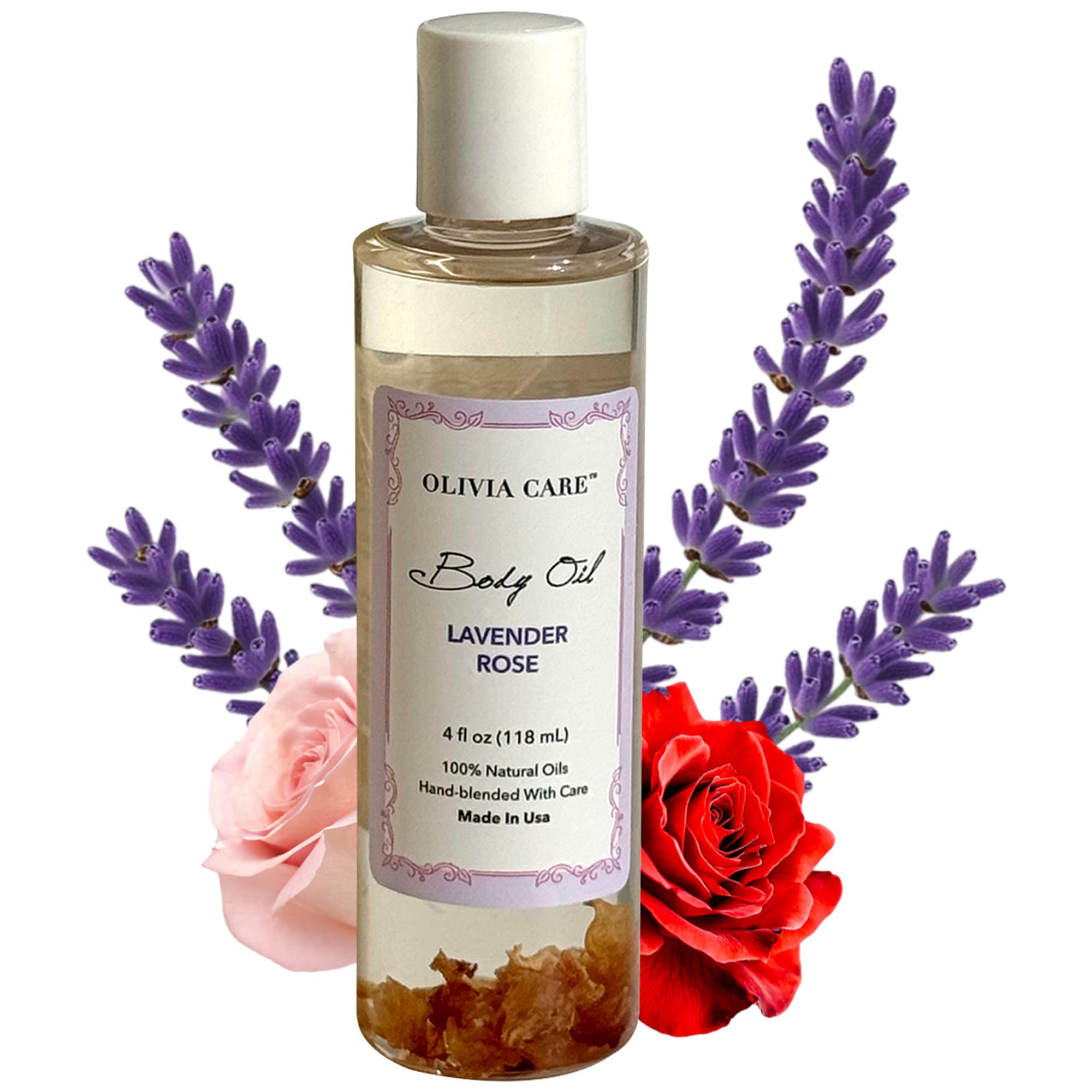 Olivia Care Lavender Rose Body Oil for Women | Hydrating After Bath Oil Infused with Vitamin E, K & Omega Fatty Acids -
