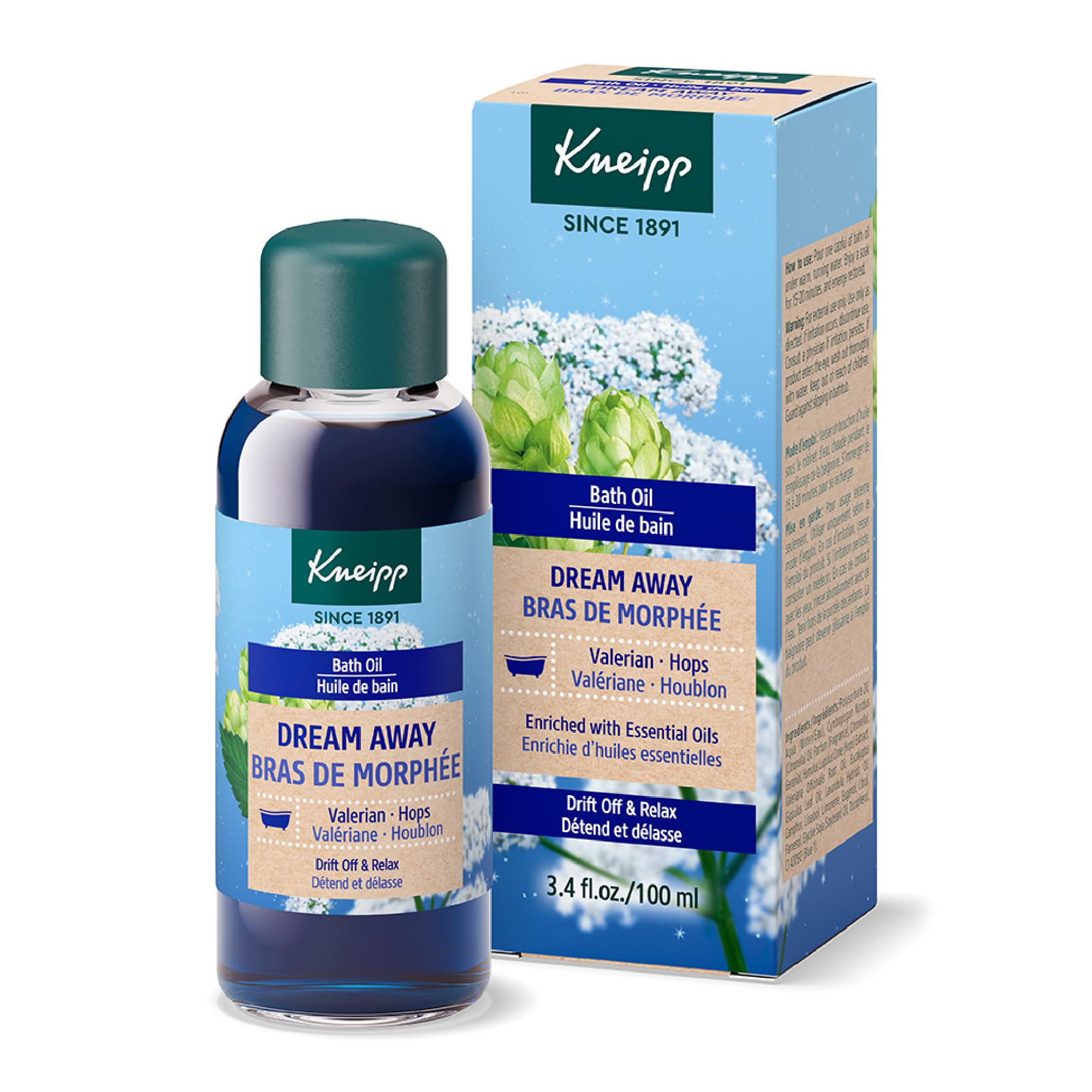 Kneipp Dream Away Valerian & Hops Bath Oil for Relaxation Before Bed - Vegan - |4 fl oz - Up to 10 Baths  
Kneipp Dream 